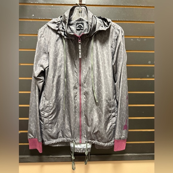 Gray Hooded Jacket with Pink Accents - Picture 1 of 3